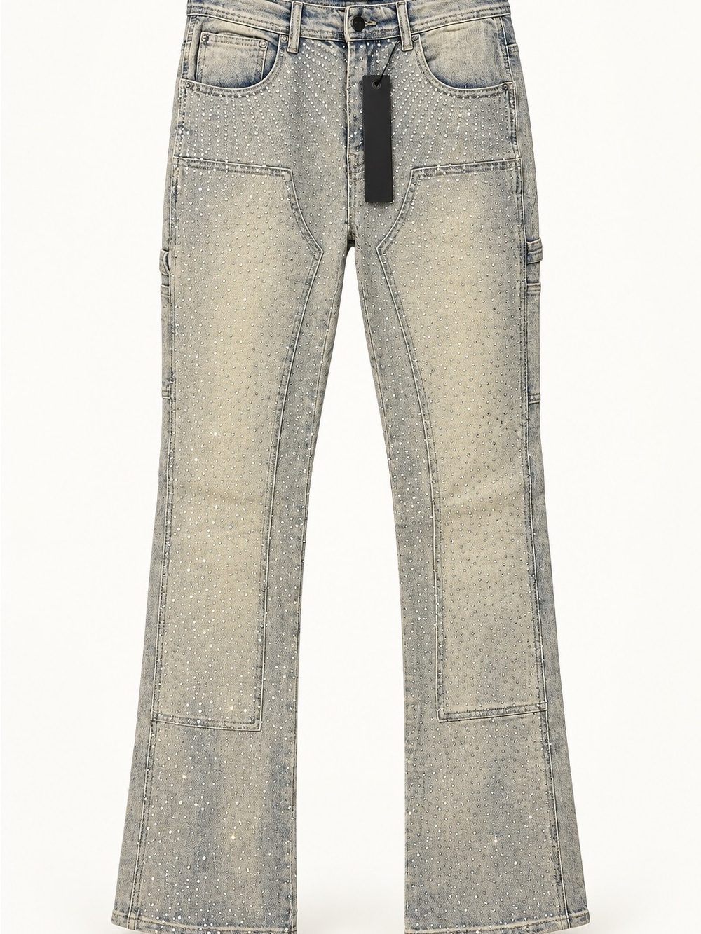Unisex Y2K Rhinestone Embellished Kindred Light Wash Jeans
